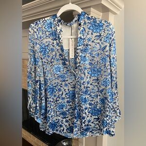 Alice and Olivia blue floral blouse